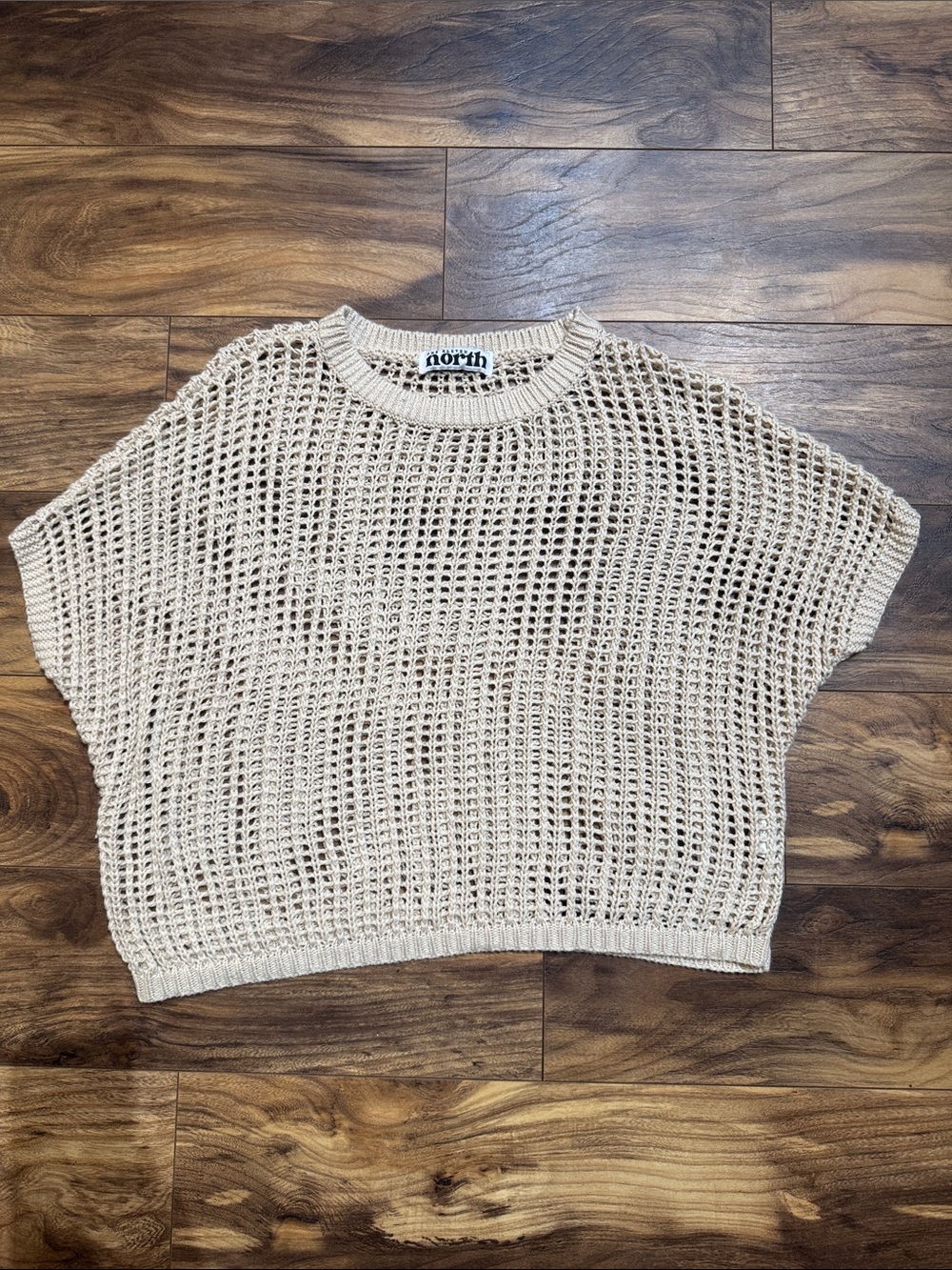 North Open-Knit Crop Sweater in Beige